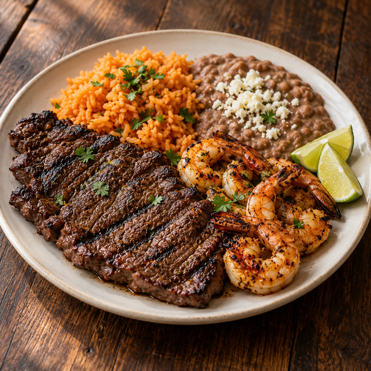 Carne Asada y Camarones al Gusto